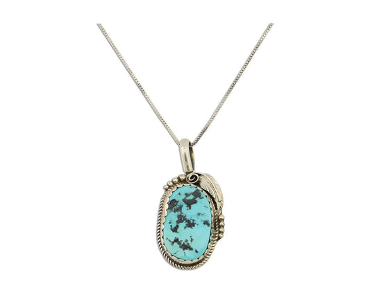 Navajo Necklace 925 Silver Sleeping Beauty Turquoise Signed Justin Morris C.90's