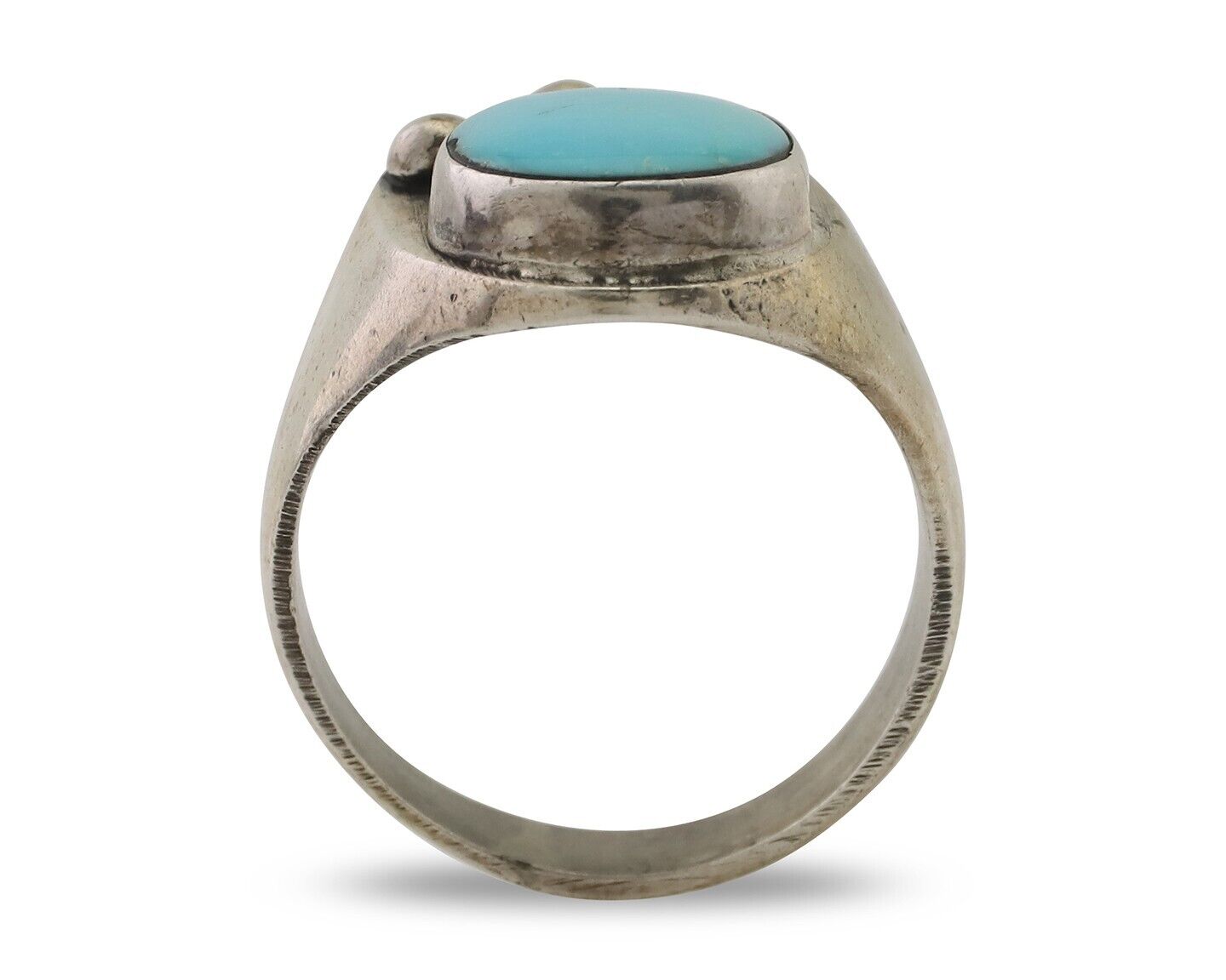 Navajo Ring 925 Silver Sleeping Beauty Turquoise Native American Artist C.80's