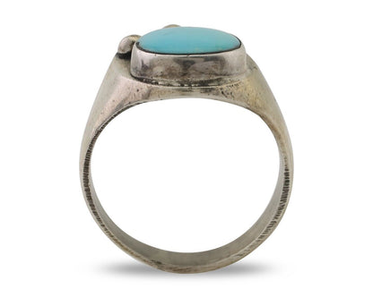 Navajo Ring 925 Silver Sleeping Beauty Turquoise Native American Artist C.80's