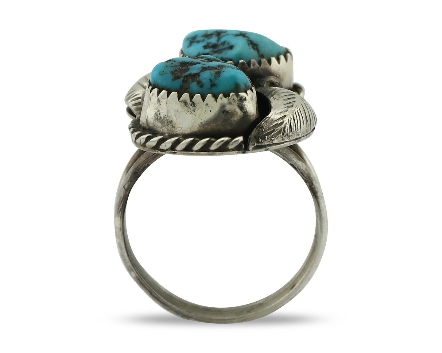 Navajo Ring 925 Silver Sleeping Beauty Nugget Turquoise Native Artist C.80's