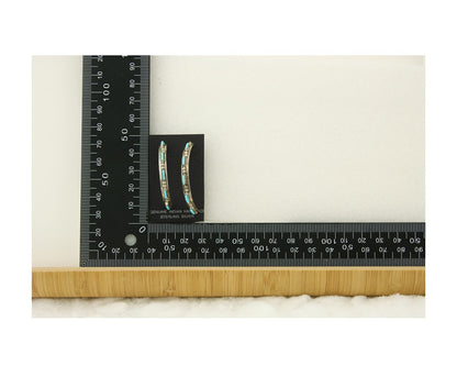 Navajo Hoop Earrings 925 Silver Natural Turquoise Native American Artist C.80's