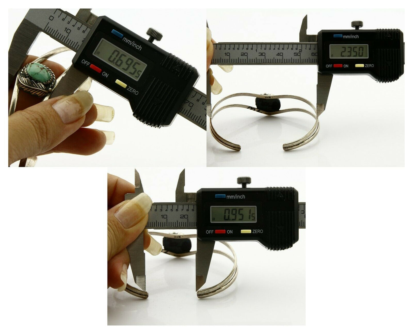 Navajo Handmade .925 Silver Natural Mined Bisbee Turquoise Cuff