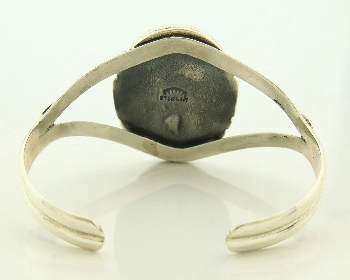 Navajo Cuff Bracelet Sterling Silver Turquoise Handmade Vintage Signed Sunrise