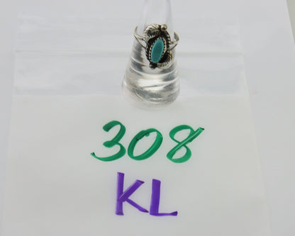Navajo Ring 925 Silver Natural Blue Turquoise Native American Artist C.80's