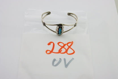 Navajo Cuff Bracelet 925 Silver Turquoise Cuff Artist Signed IJC C.80's