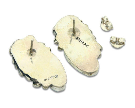 Navajo Earrings Sterling Silver Natural Turquoise Vintage Authentic