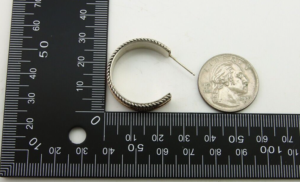 Navajo Earrings 925 Silver & Gold Handmade Artist Signed Tom Hawk C.80's