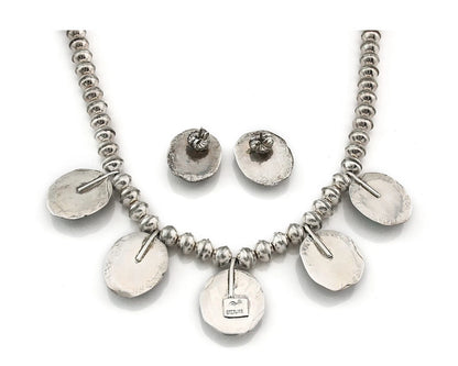 Navajo Necklace Earring Set Sterling Silver Vintage Handmade Signed Snail C.80's