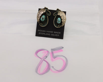 Navajo Earrings 925 Silver Natural Turquoise Native American Artist C.80's