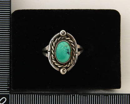 Navajo Ring 925 Sterling Natural Mined Arizona Turquoise C.80's Size 7.5