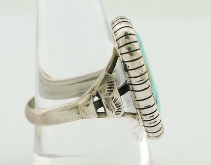 Navajo Handmade Ring 925 Silver Natural Turquoise Signed M Montoya C.80's