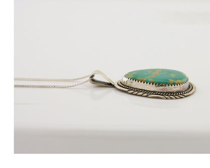Navajo Necklace 925 Silver Natural Blue Turquoise Artist Signed Mike Begay C.80s