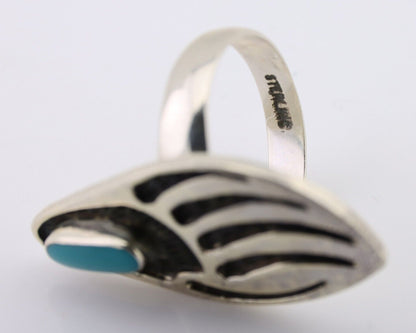Navajo Badger Paw Ring 925 Silver Turquoise Native American Artist C.80's