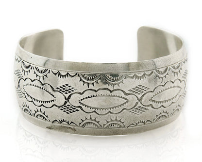 Navajo Cuff Bracelet 925 Sterling Silver Vintage Hand Stamped Signed EP