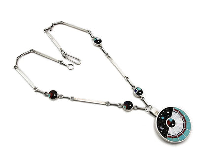 Navajo Necklace Natural Gemstone Handmade Vintage Signed H. Smith C.80's