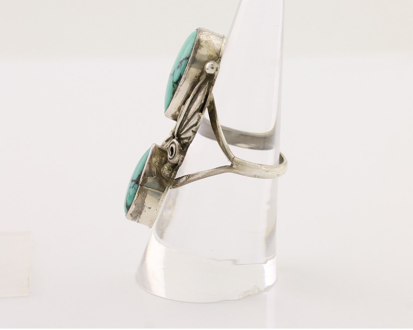 Navajo Handmade Ring 925 Silver Natural Tuquoise Artist Signed R E C.80's