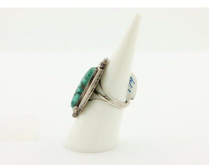Navajo Ring 925 Silver Spiderweb Turquoise Native Artist Signed C.80's