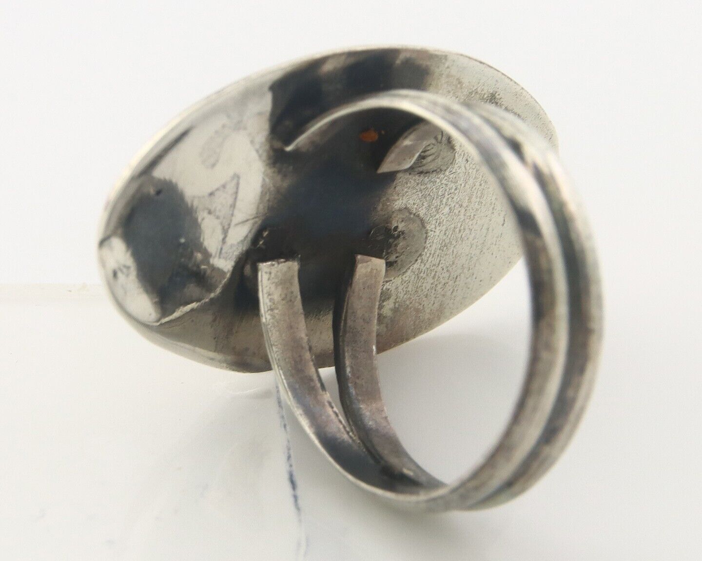 Navajo Ring 925 Sterling Turquoise Handmade Native Artist C.80's Size 8.5