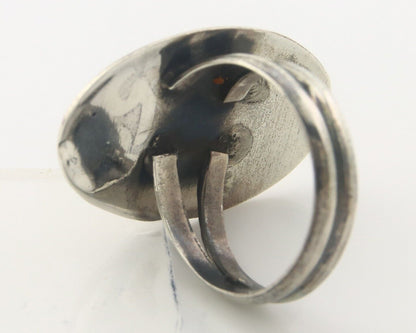 Navajo Ring 925 Sterling Turquoise Handmade Native Artist C.80's Size 8.5