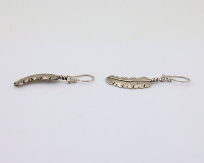 Navajo Eagle Feather Dangle Earrings 925 Silver Artist Signed D Lerma C.80's