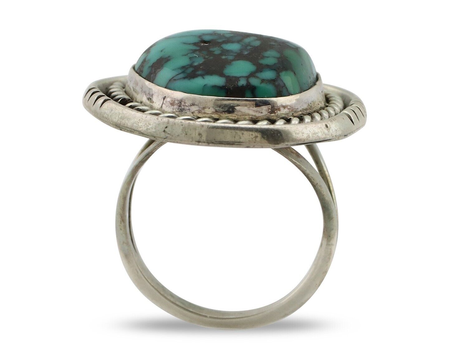 Navajo Ring 925 Silver Spiderweb Turquoise Signed Phillip Zachary C.80's
