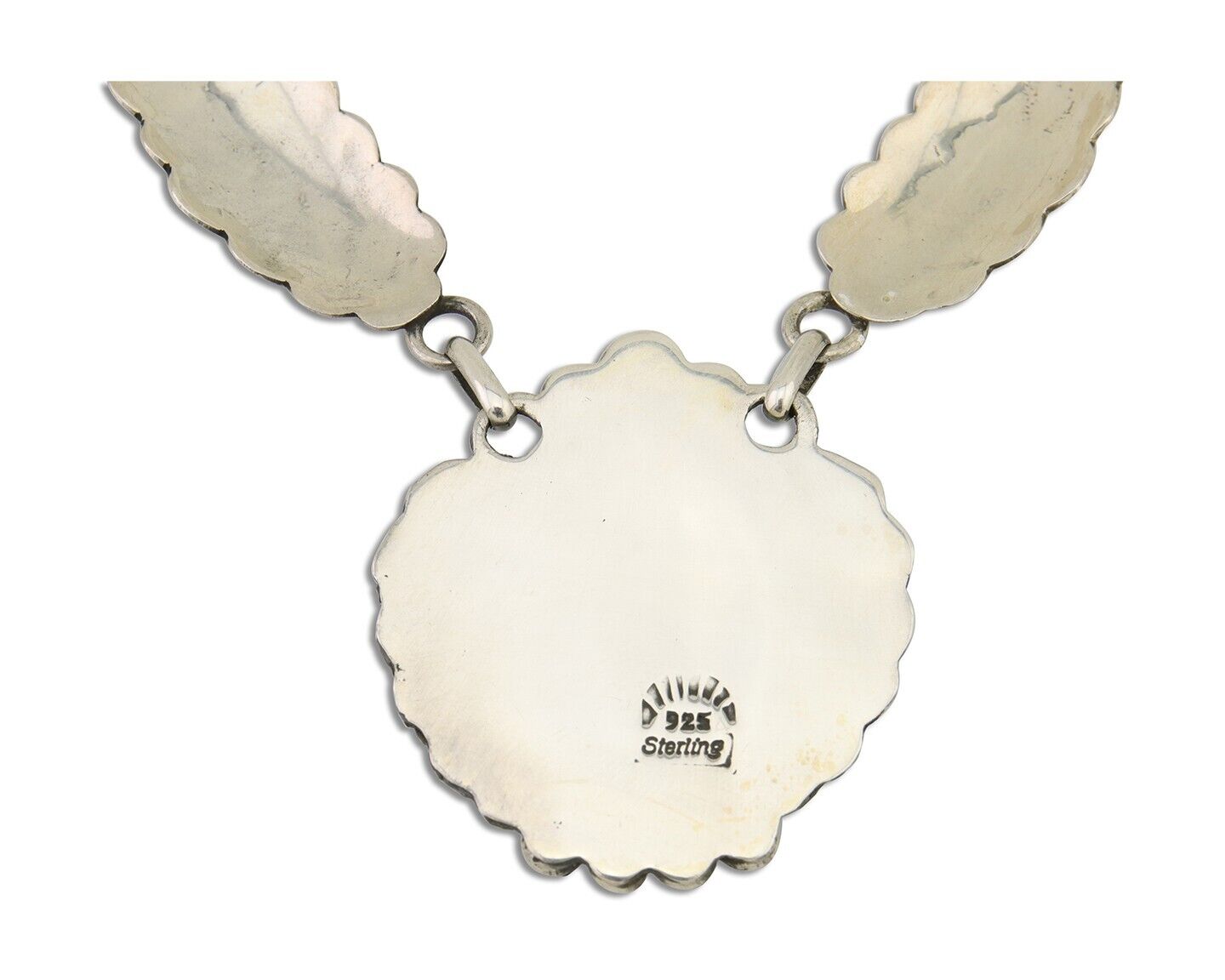 Navajo Necklace 925 Silver Natural Turquoise Artist Signed Sunrise C80s