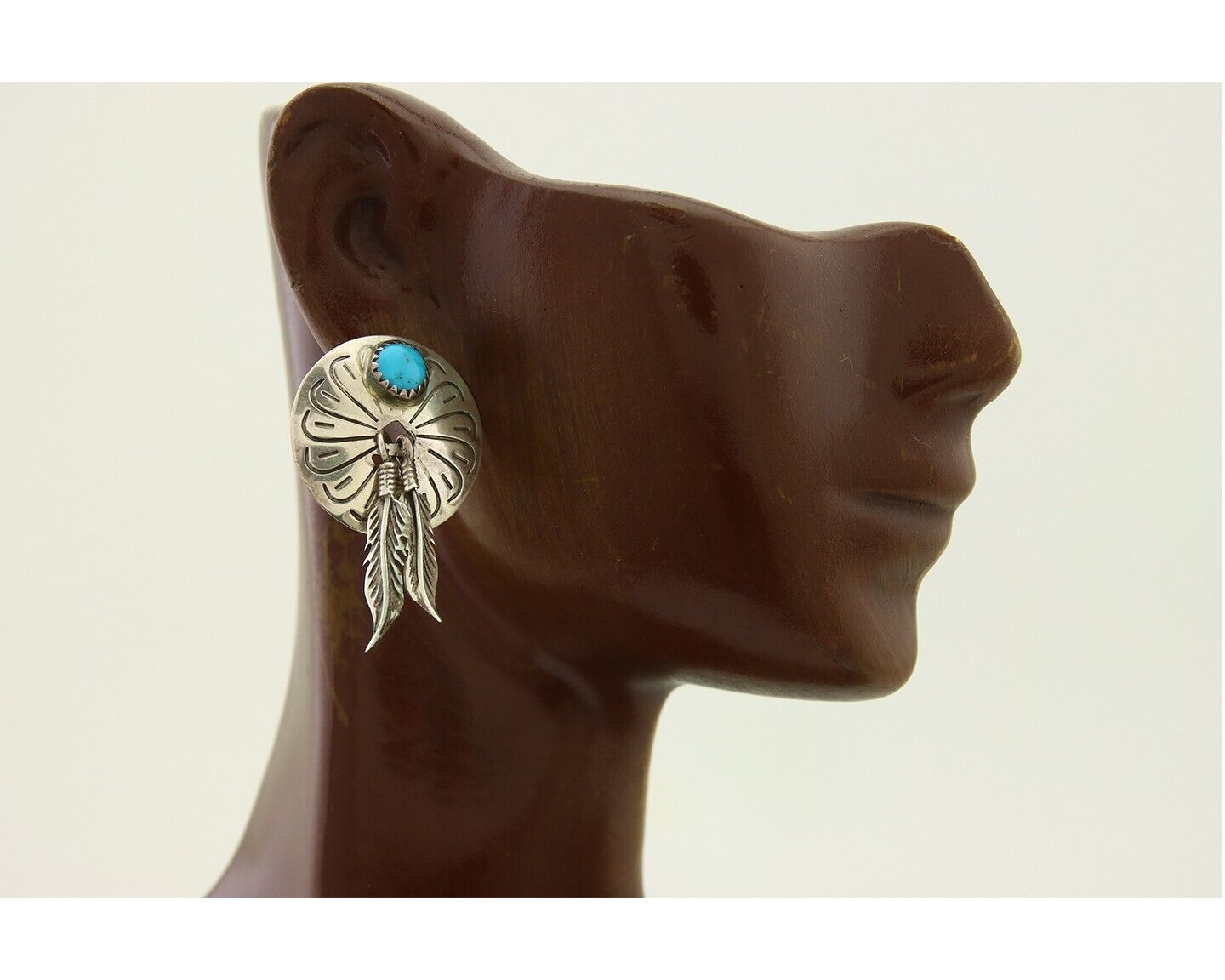 Navajo Earrings 925 Silver Concho Hand Stamped Native Artist C.80's