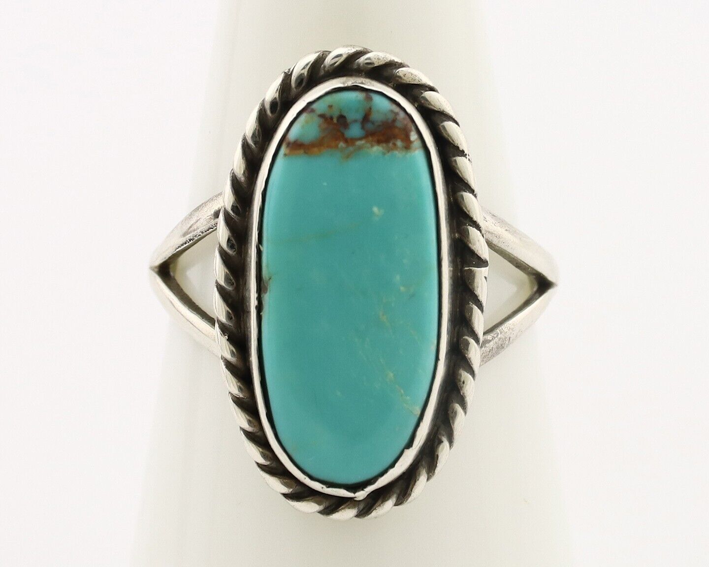 Navajo Ring 925 Silver Kingman Turquoise Artist Signed M Montoya C.80's