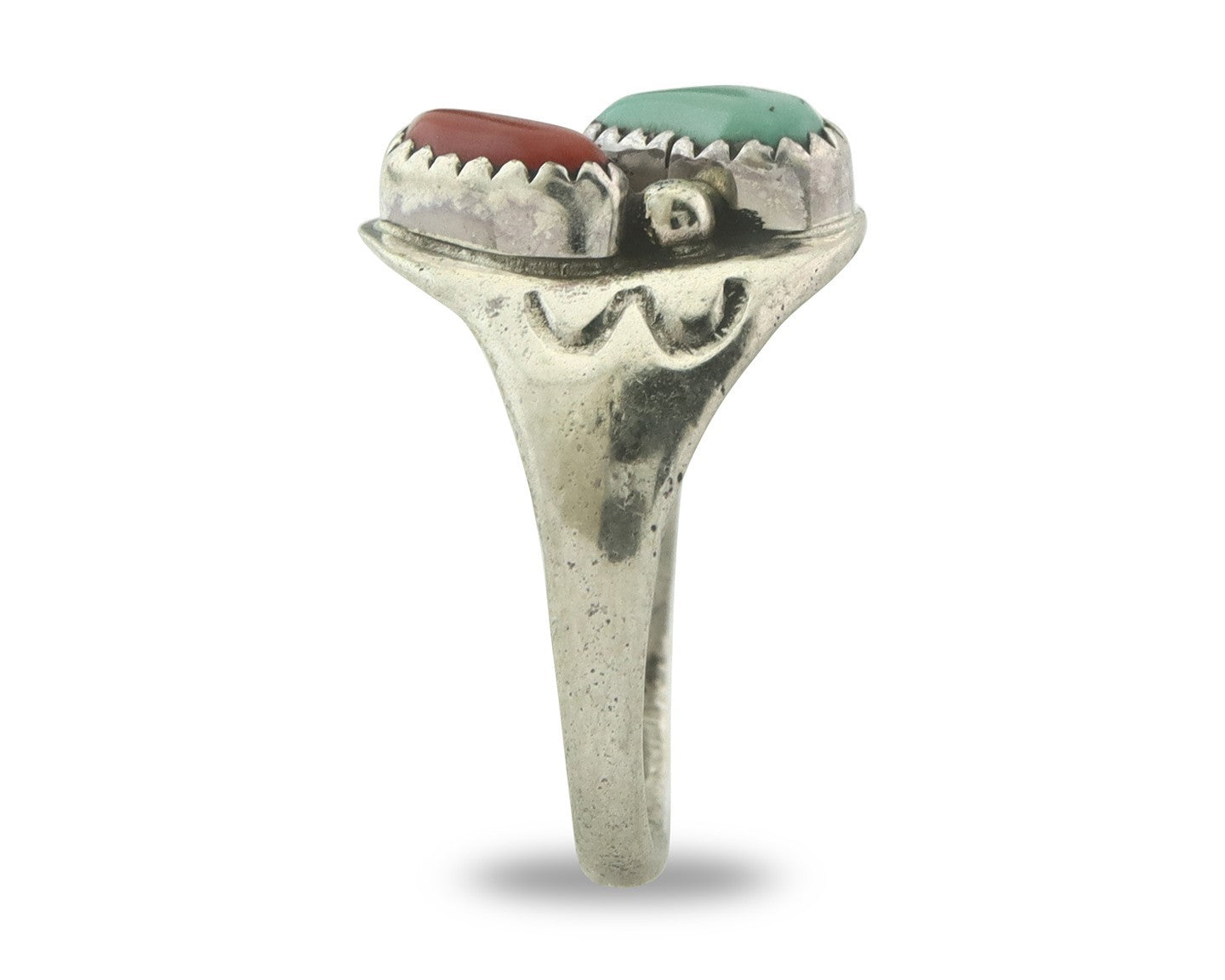 Vintage Navajo Ring 925 Sterling Silver Natural Gemstone Authentic Size 8.5