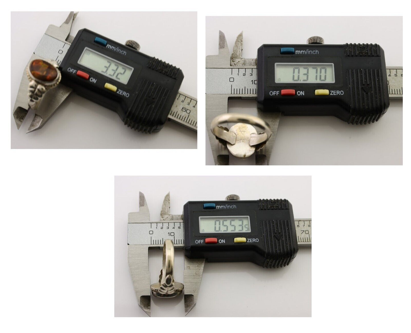 Navajo Handmade Ring 925 Silver Natural Fire Opal Native Artist Size 8.25 C.80's