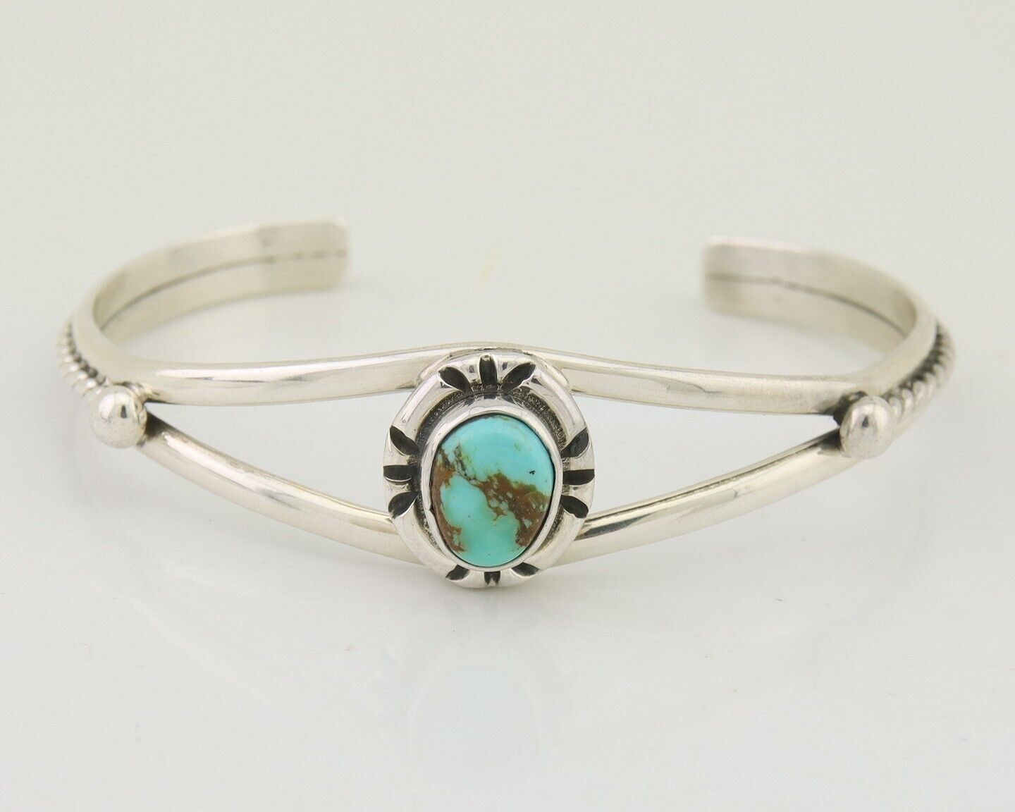Navajo Bracelet 925 Silver Blue Turquoise Artist Signed Gecko C.80's