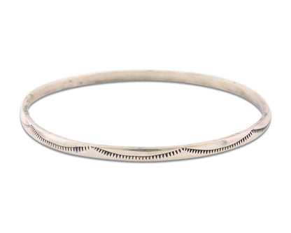 Navajo Bangle Bracelet 925 Silver Hand Stamped Twist Native American Artist C80s