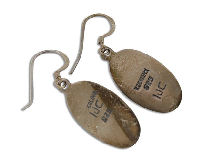 Navajo Dangle Earrings 925 Silver Natural Turquoise Artist Signed IJC C.80's