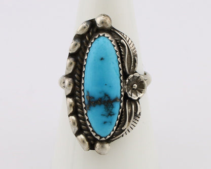 Navajo Ring 925 Silver Sleeping Beauty Turquoise Signed SC C.80's