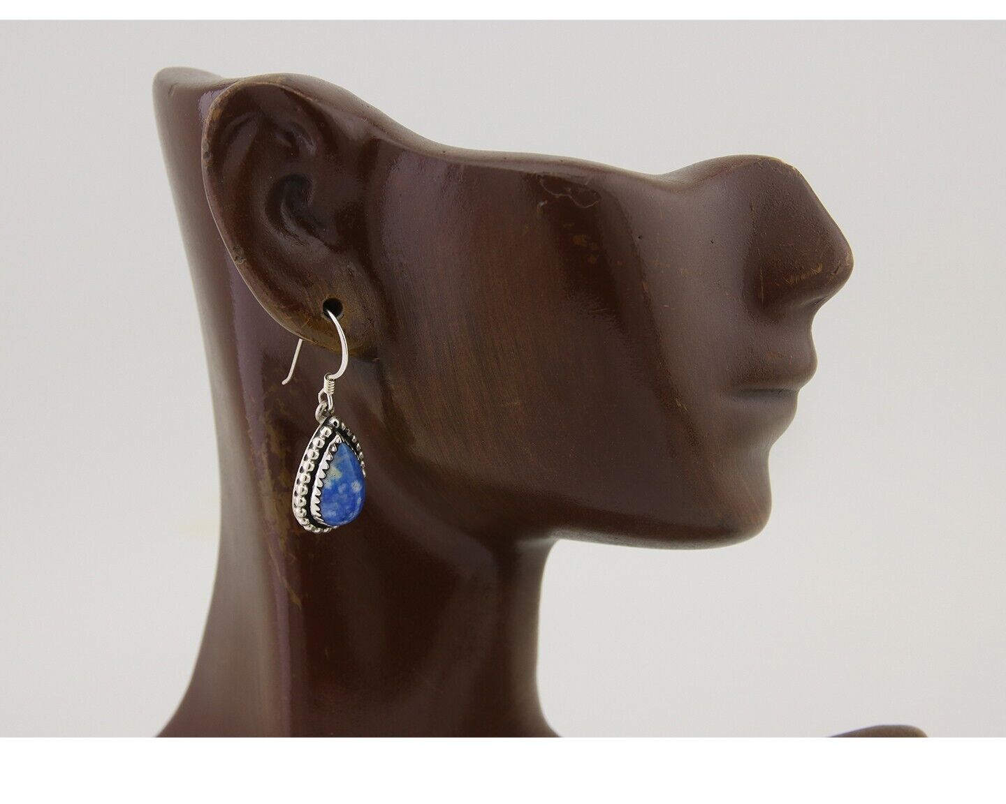 Navajo Earrings 925 Silver Blue Denim Lapis Artist Signed First Eagle C.80's