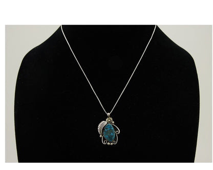 Navajo Necklace 925 Silver Natural Spiderweb Turquoise Native Artist C.80's