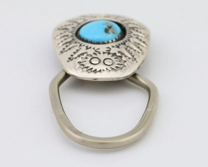 Navajo Key Chain .925 Silver Hand Stamped Native Artist C.80s