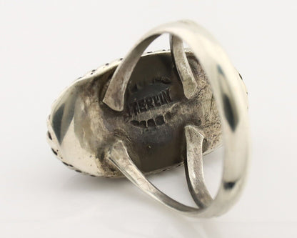 Navajo Ring 925 Silver Kingman Turquoise Artist Native American Signed C.80's