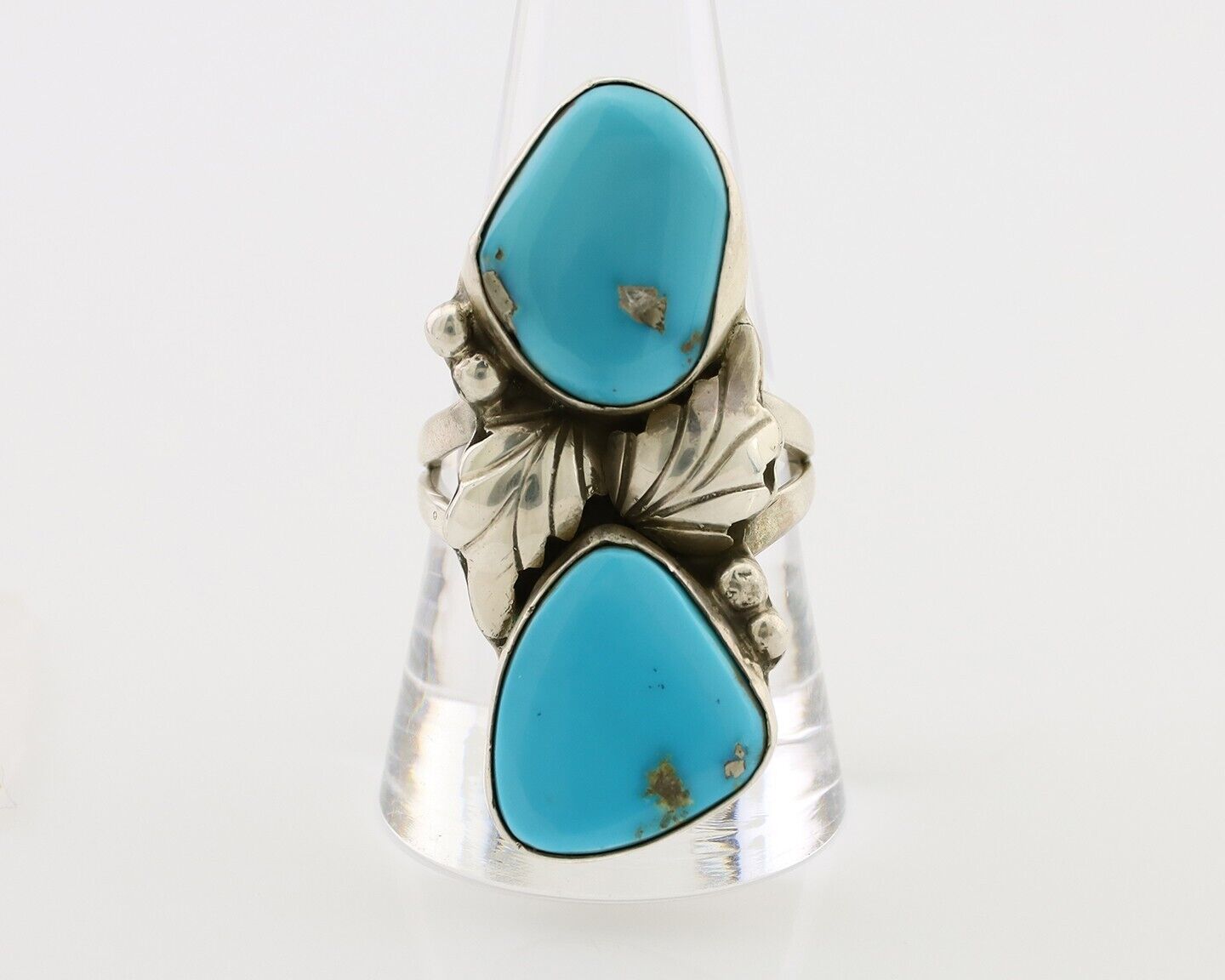 Navajo Ring 925 Silver Morenci Turquoise Signed B C.80's