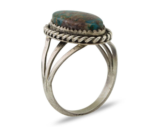 Navajo Ring 925 Silver Natural Turquoise Native American Artist C.80's