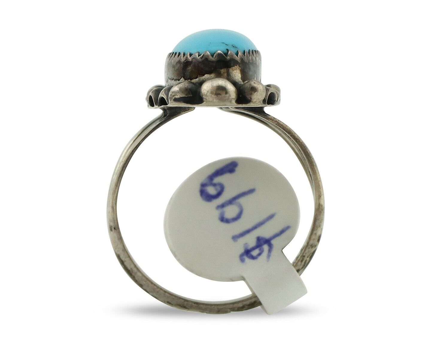 Navajo Ring .925 Silver Sleeping Beauty Turquoise Native American Artist C.80's