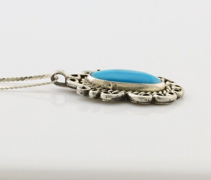 Navajo Necklace Pendant 925 Silver Turquoise Artist Wayne Etsitty C.80's