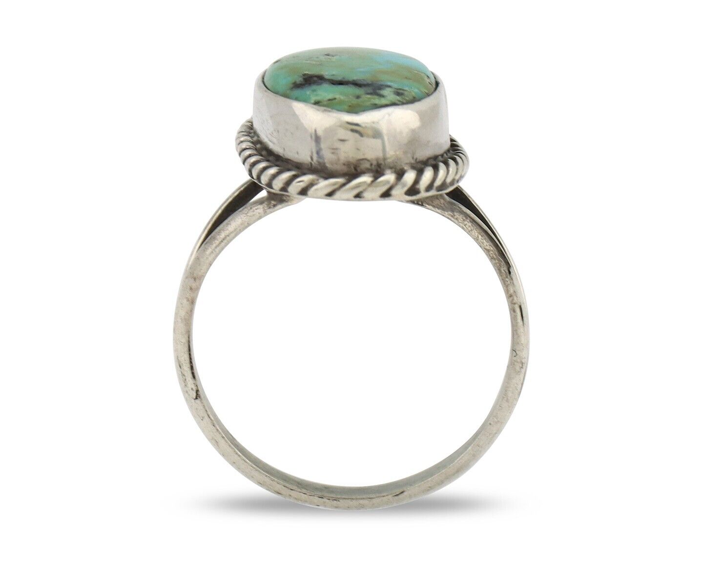 Navajo Ring 925 Silver Kingman Turquoise Artist Native American Signed C.80's