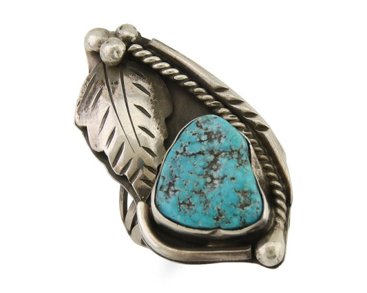 Navajo Ring 925 Silver Natural Blue Turquoise Signed David Garcia C.80's
