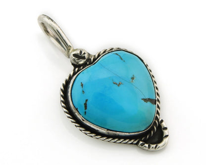 Navajo Heart Pendant Sterling Silver Turquoise Vintage Handmade