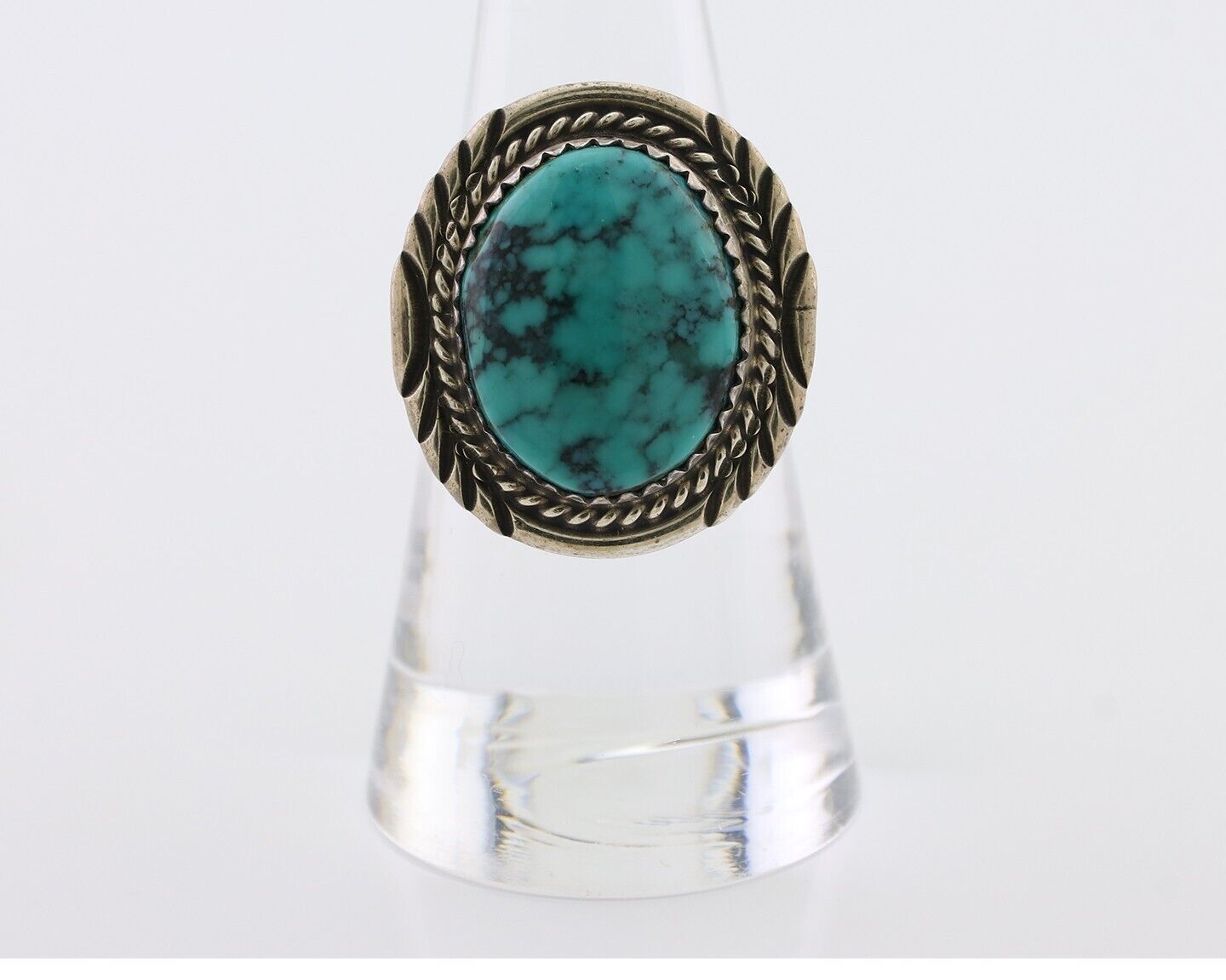 Navajo Ring 925 Silver Turquoise Signed William Denetdale Artist Sz 7.25 C.80's