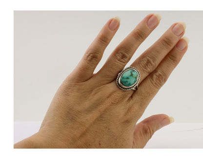 Navajo Ring 925 Silver Natural Blue Turquoise Native American Artist C.80's