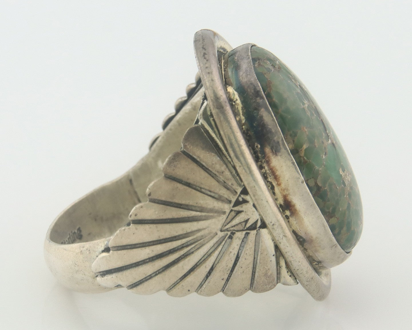 Men Navajo Ring Sterling Silver Turquoise Signed Doug Zachary Size 16.25