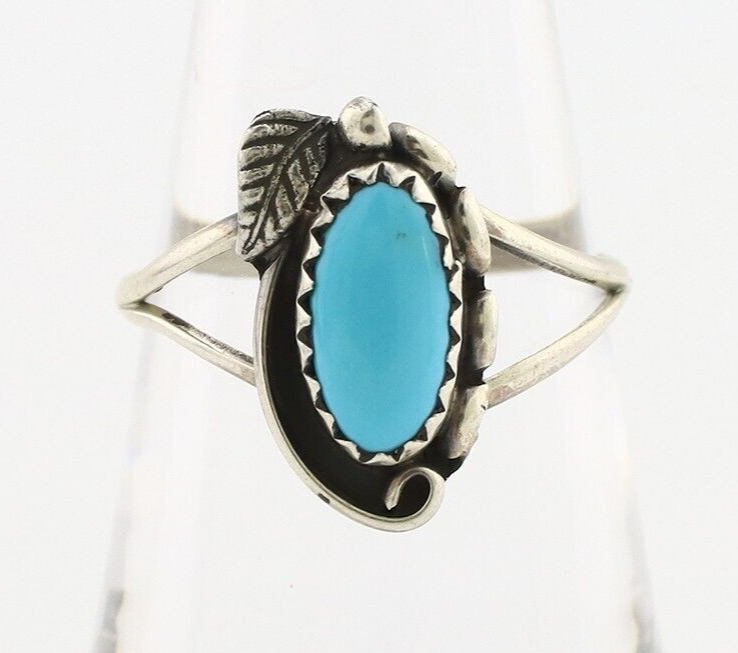 Navajo Ring 925 Silver Sleeping Beauty Turquoise Signed SkyStone Creations C80s