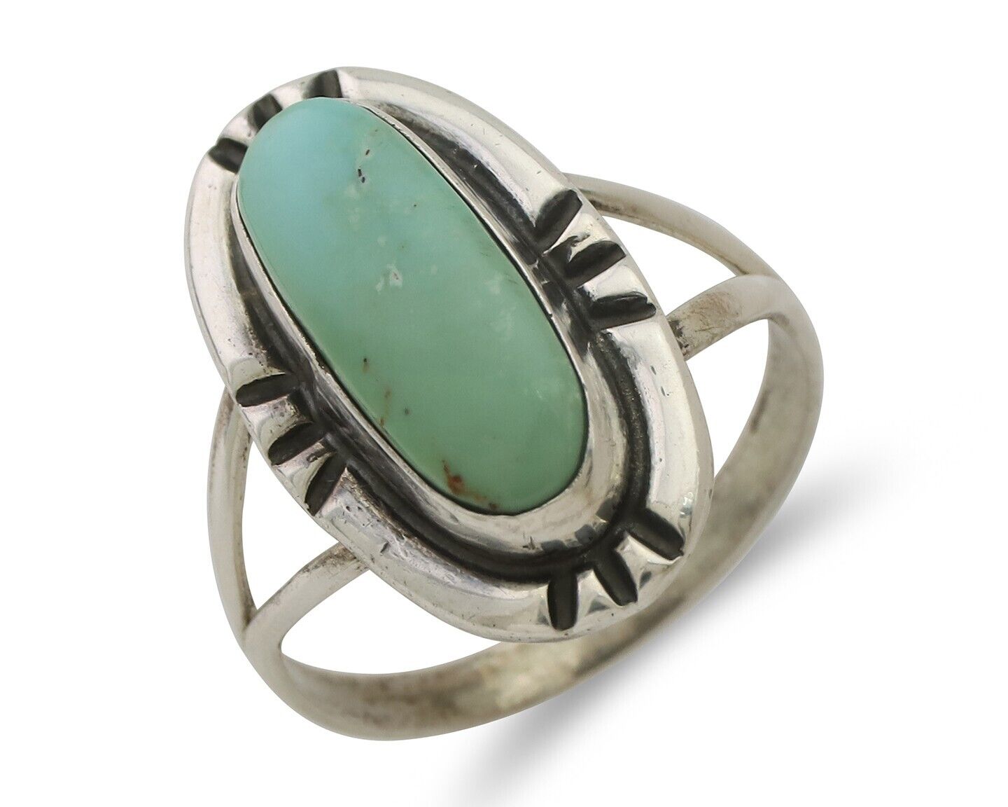 Navajo Ring 925 Silver Natural Turquoise Native American Artist Signed C.80's